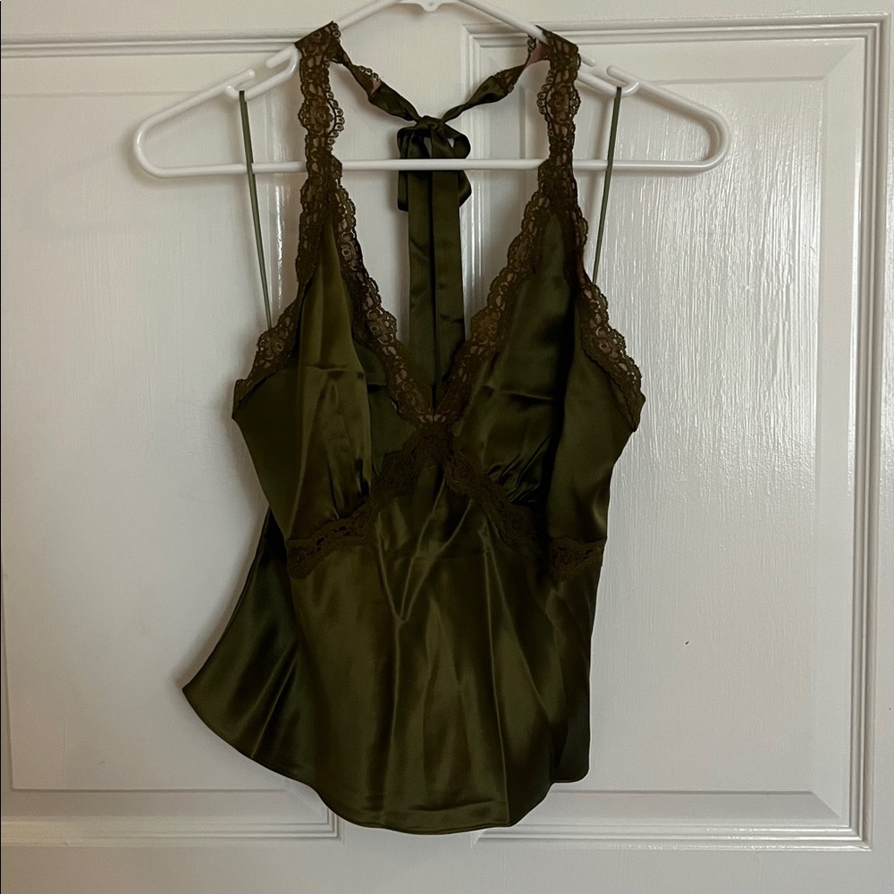 Reformation Forest Green Lace Cami